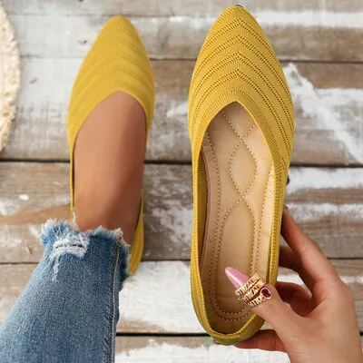 Mesh Point Toe Solid Color Slip-Ons