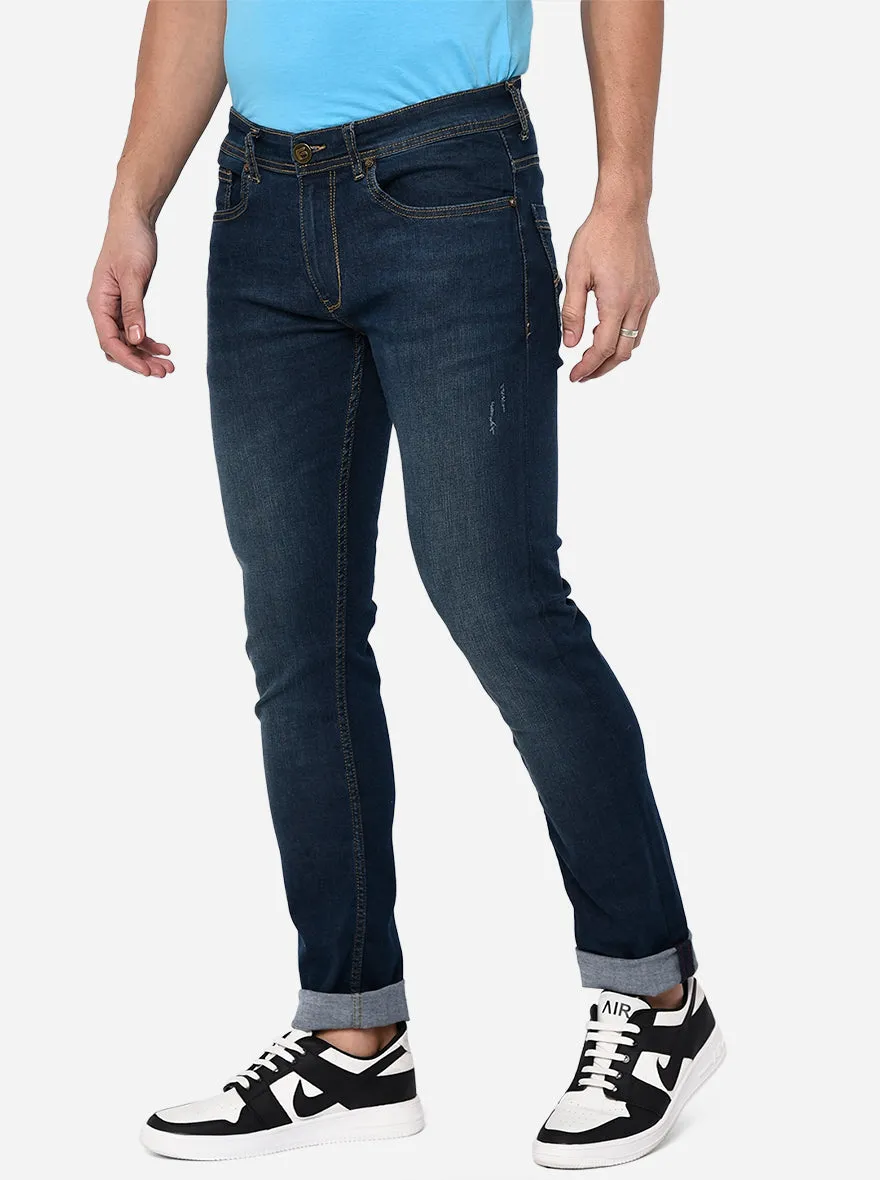 Mid Blue Washed Narrow Fit Jeans | Greenfibre