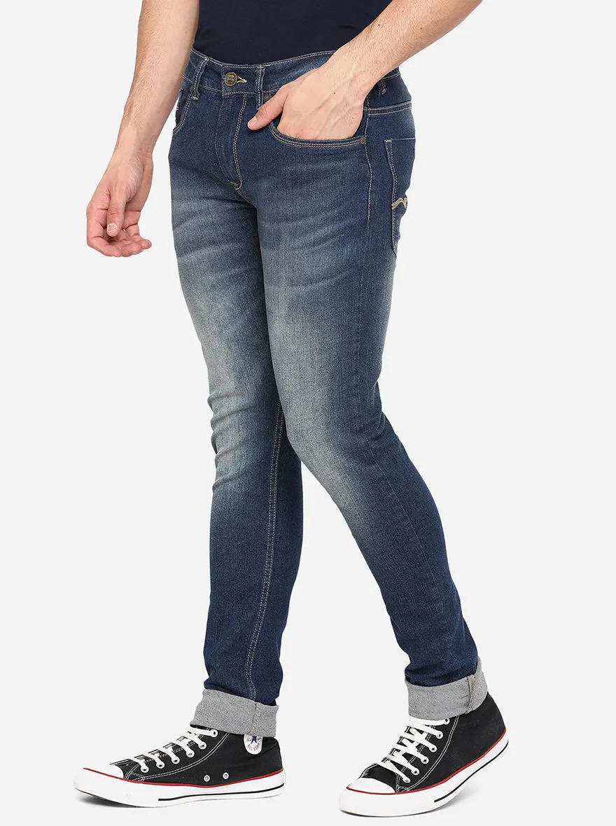 Mid Blue Washed Narrow Fit Jeans | Greenfibre