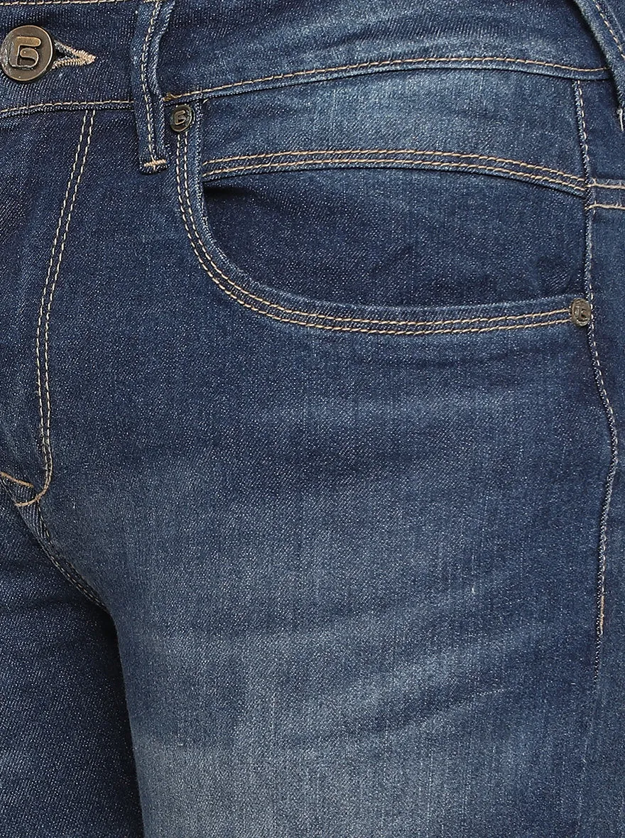 Mid Blue Washed Narrow Fit Jeans | Greenfibre