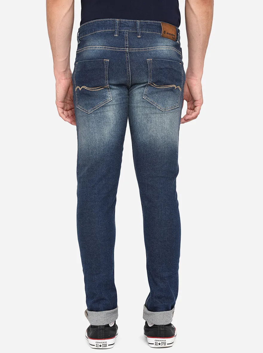 Mid Blue Washed Narrow Fit Jeans | Greenfibre