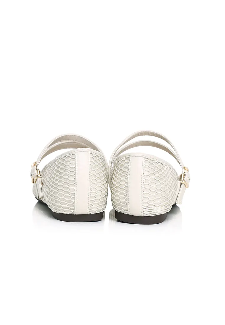 Mila Double Strap Ballerina & Flats (White)