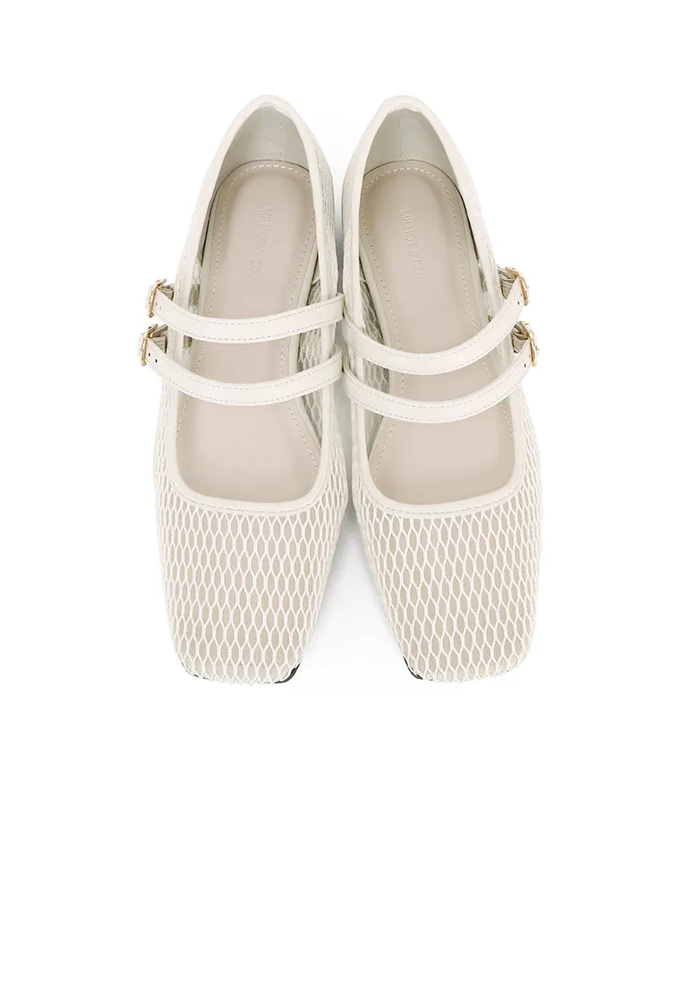 Mila Double Strap Ballerina & Flats (White)