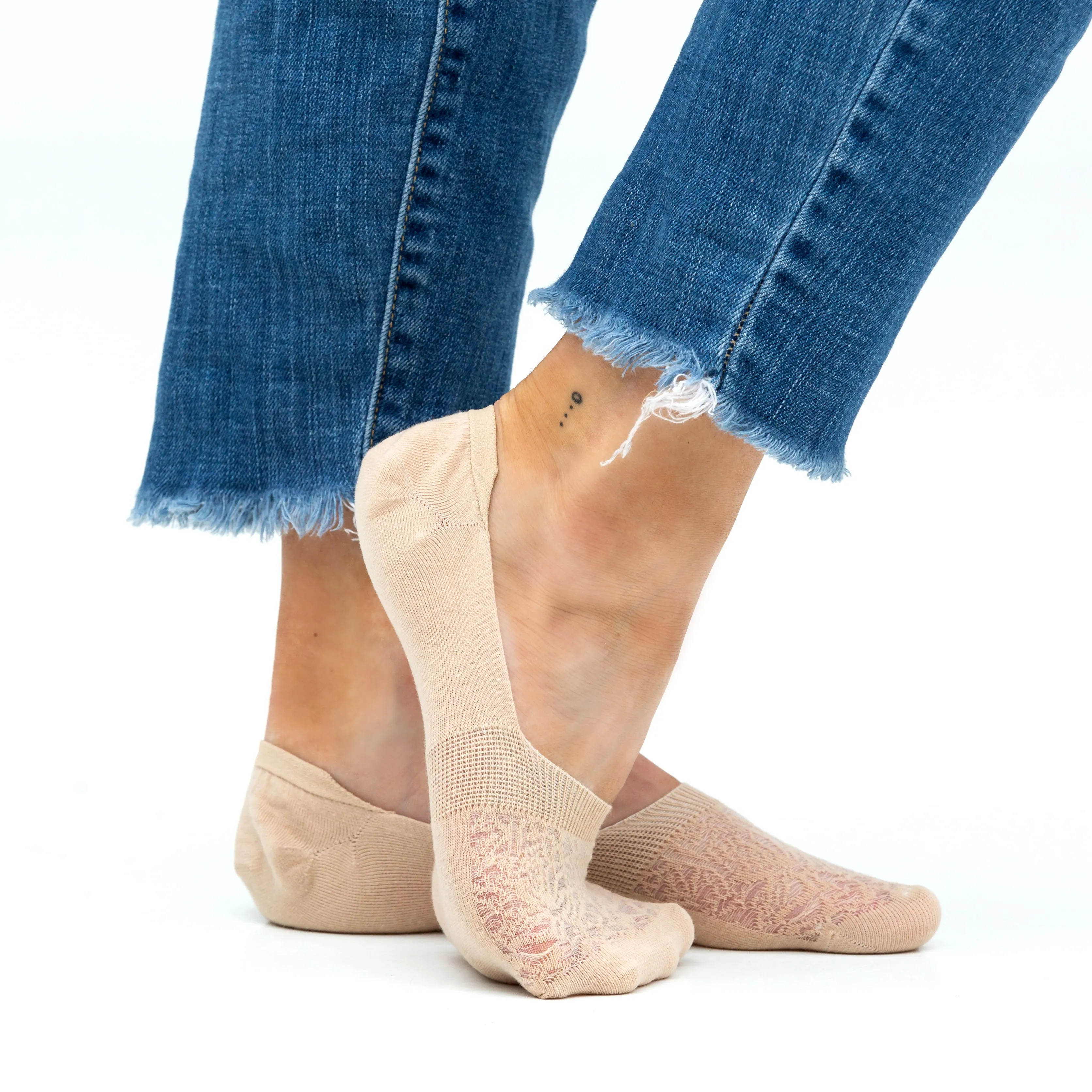 No Slip Knit Burnout Sneaker Socks- 3 Pack