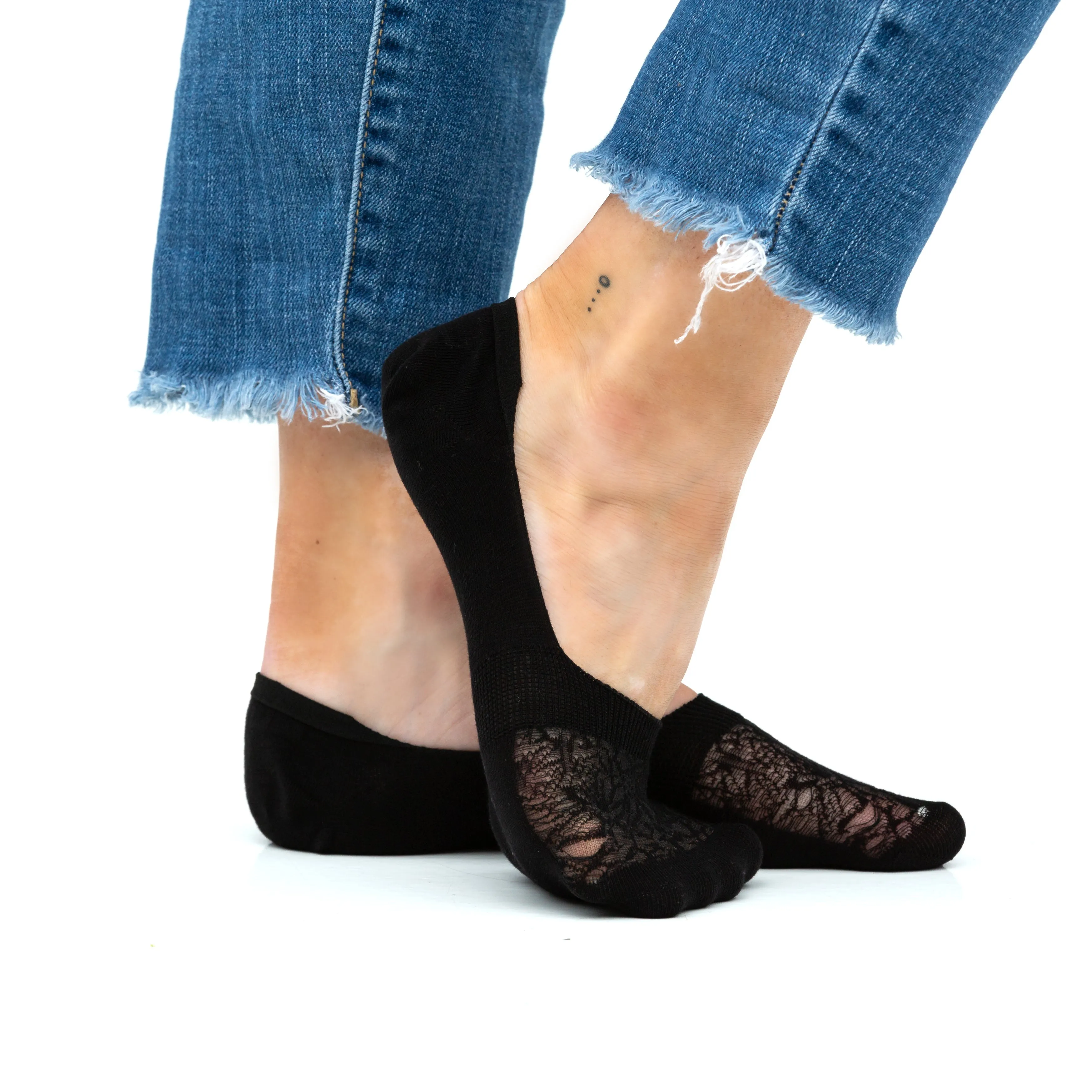 No Slip Knit Burnout Sneaker Socks- 3 Pack