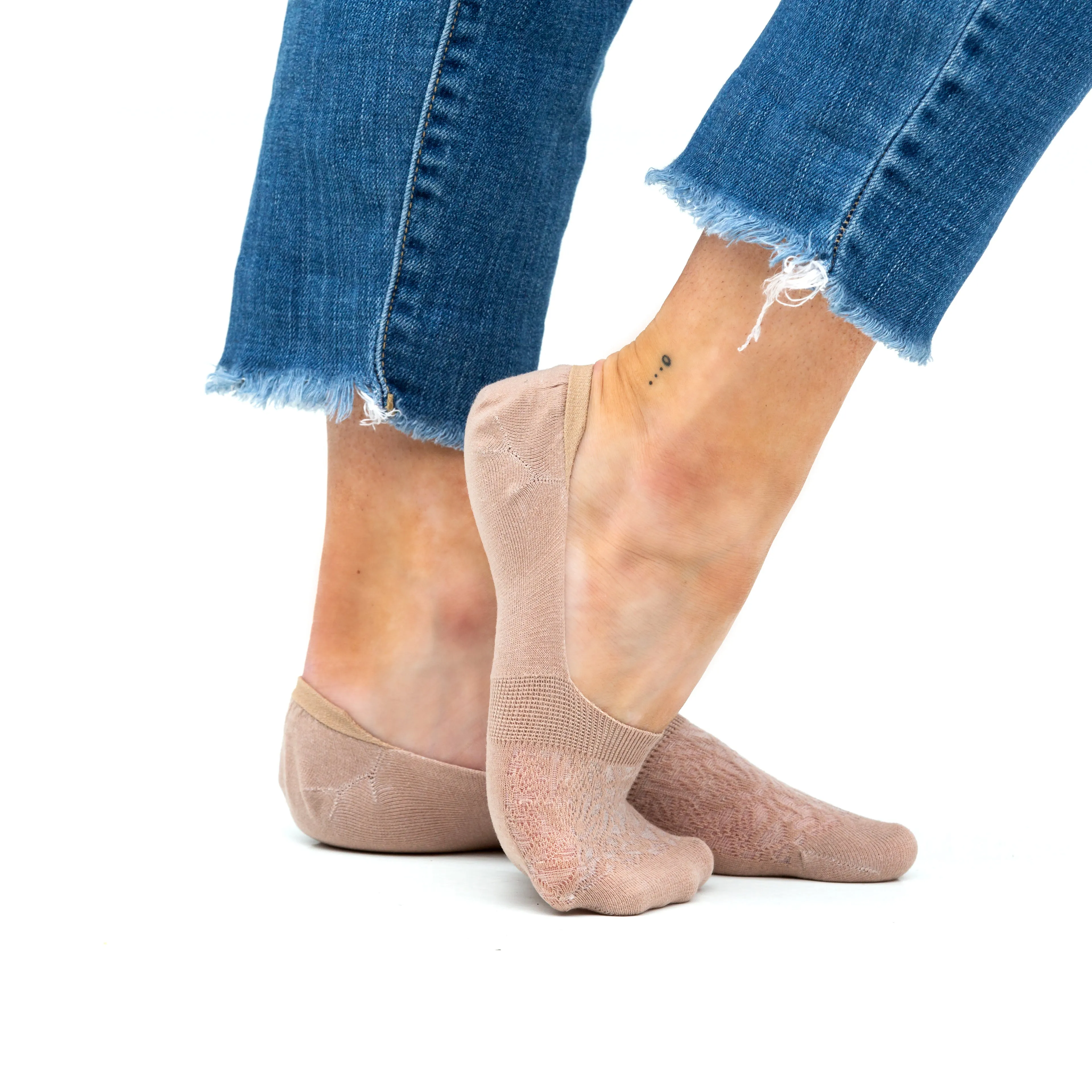 No Slip Knit Burnout Sneaker Socks- 3 Pack