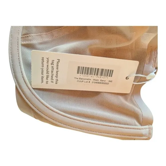 *NWT* CUUP Bra - The Balconette Mesh, Size 34E (DD), Sand
