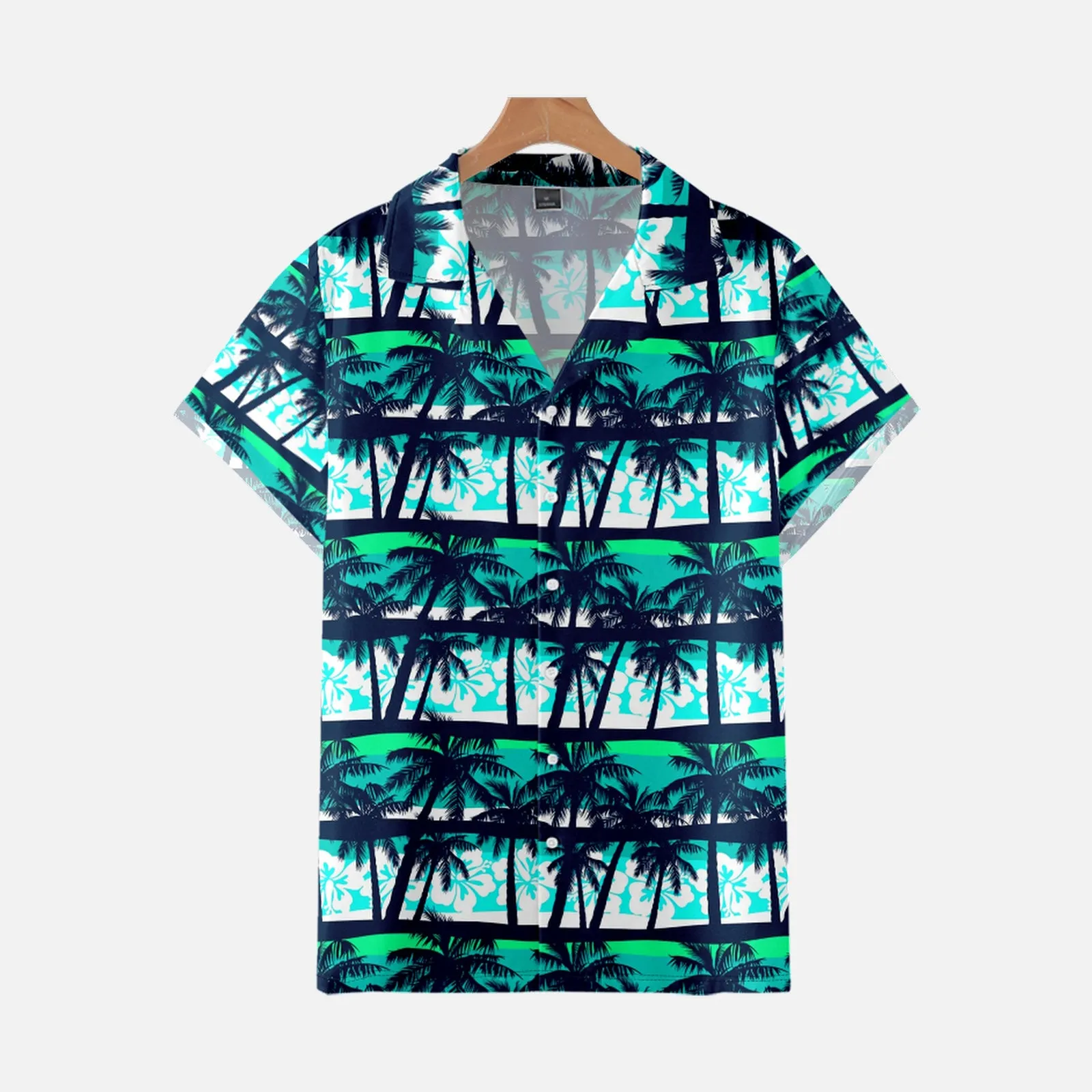 PALM TREE PRINTED ALOHA SHIRT