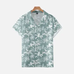 PALM TREE PRINTED ALOHA SHIRT