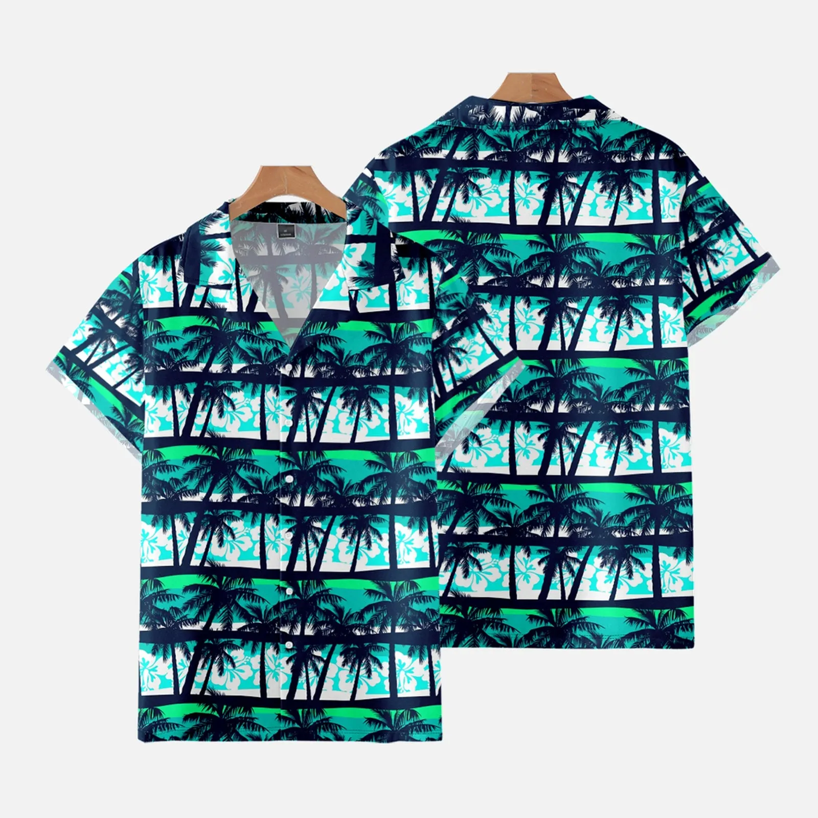 PALM TREE PRINTED ALOHA SHIRT