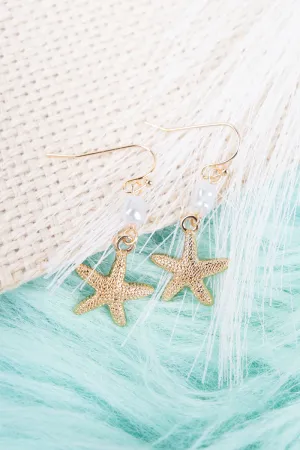 Pearl Starfish Goldtone Earrings