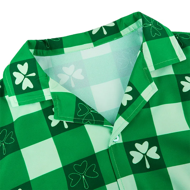 PLAID CLOVER BUTTON DOWN SHIRT