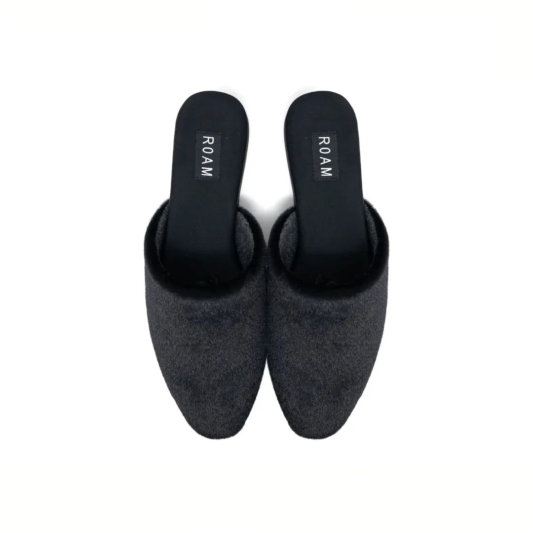 PONY MULE (THICK SOLE) WITH FAUX CALF HAIR - BLACK