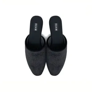 PONY MULE (THICK SOLE) WITH FAUX CALF HAIR - BLACK
