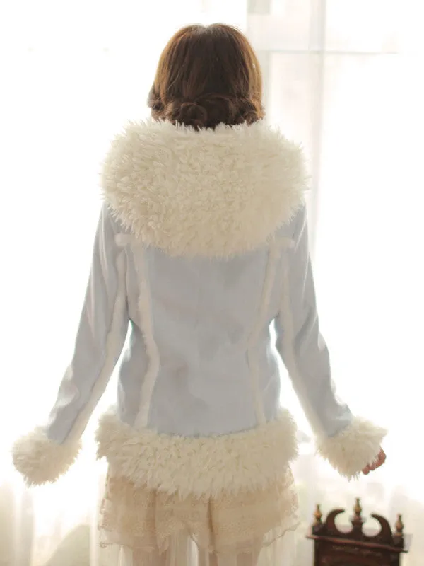powder blue hue hooded coat