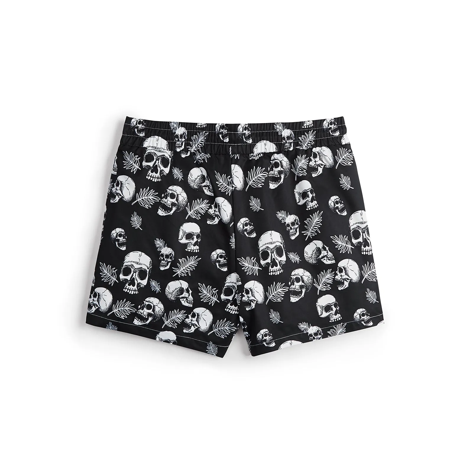RETRO SKULL PRINTED 5'' INSEAM  SWIM TRUNKS