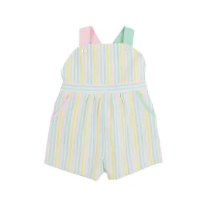 Ruthie Romper - Siesta Key Seersucker with Palm Beach Pink and Sea Island Seafoam