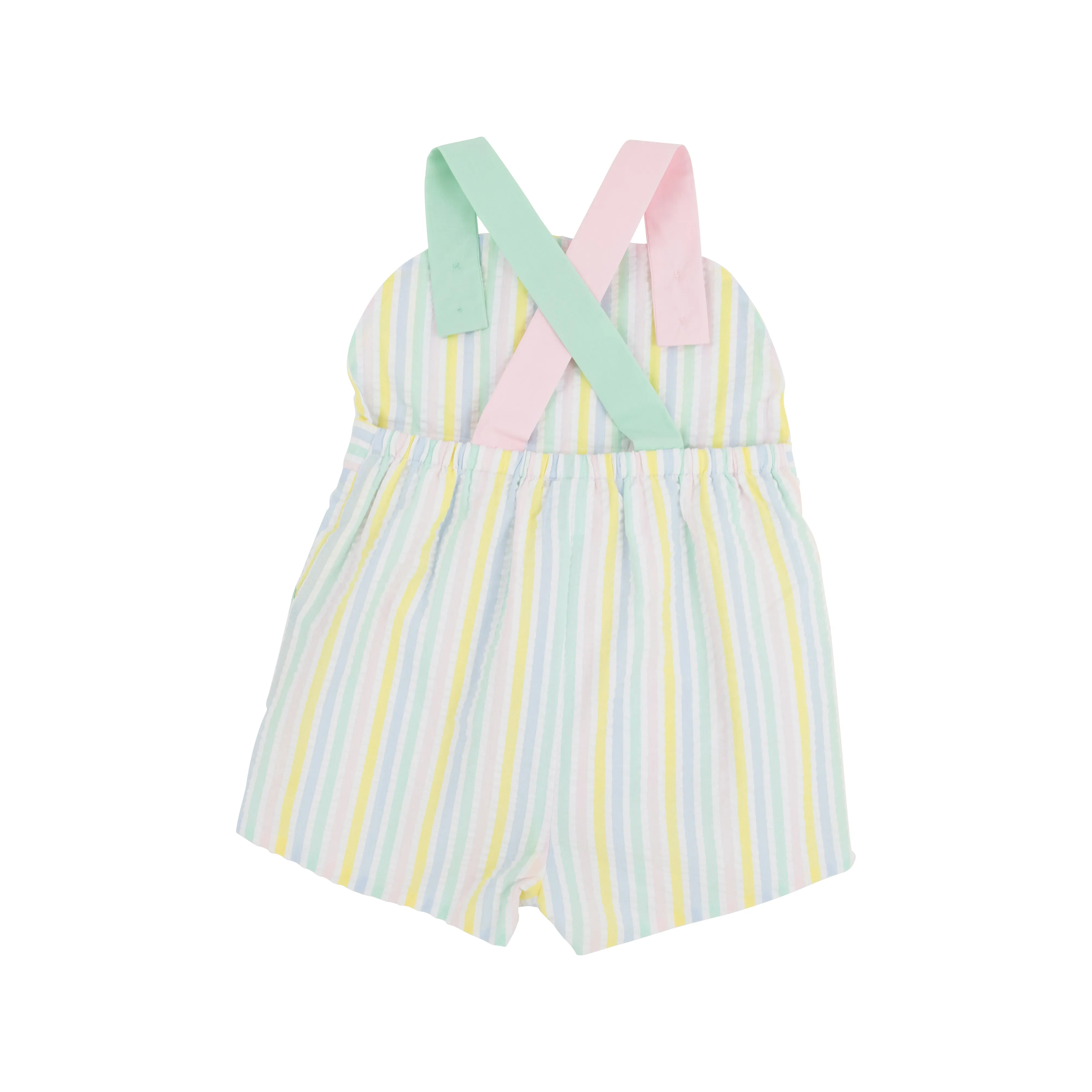 Ruthie Romper - Siesta Key Seersucker with Palm Beach Pink and Sea Island Seafoam