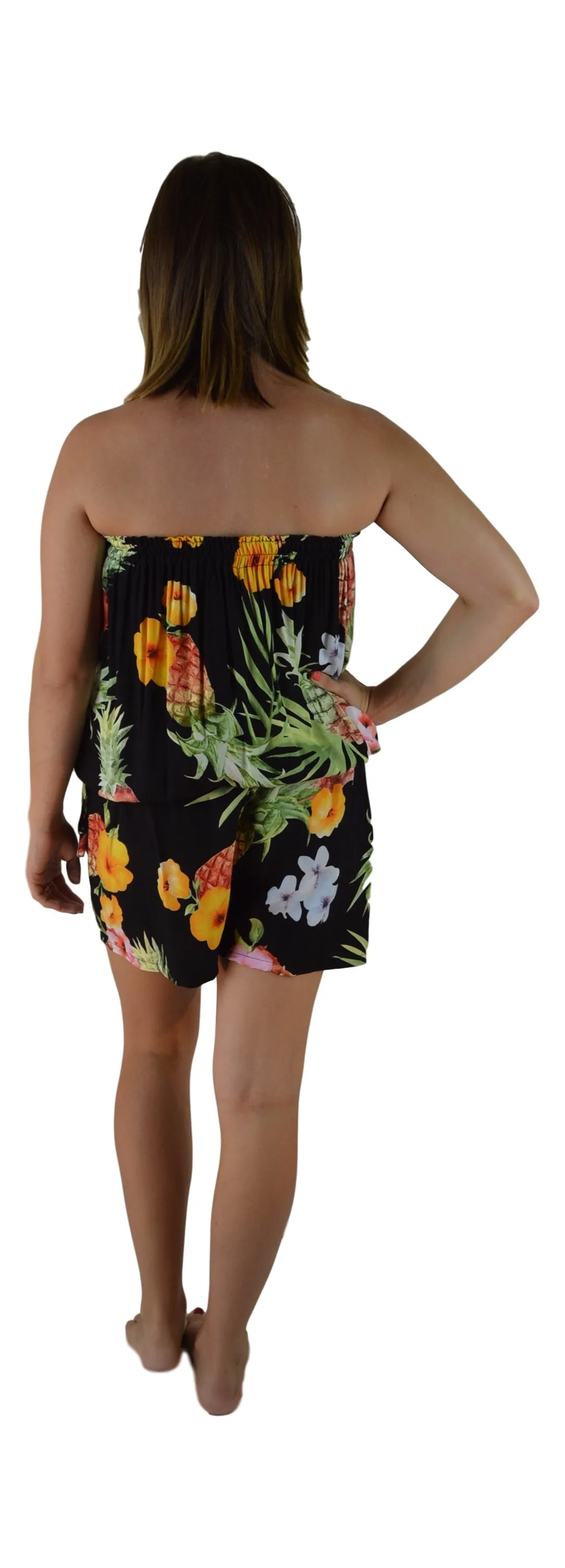 Secret Beach - Makena Romper - Hibiscus Pineapple - Black