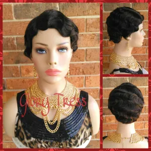 Short Finger Wave Full Wig, 100% Remy Brazilian Human Hair, 1920s Vintage Hairstyle // REVIVE