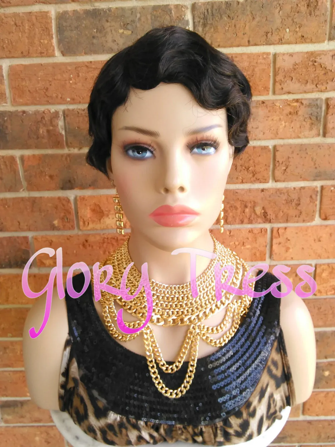 Short Finger Wave Full Wig, 100% Remy Brazilian Human Hair, 1920s Vintage Hairstyle // REVIVE