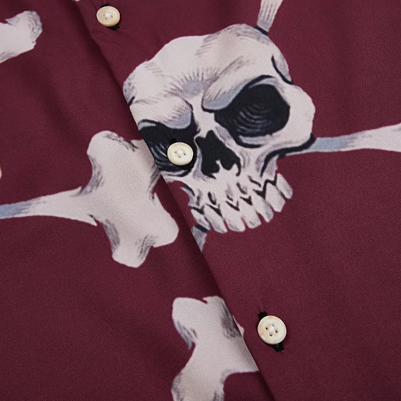 SKULL BUTTON DOWN ALOHA SHIRT
