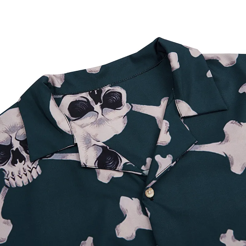 SKULL BUTTON DOWN ALOHA SHIRT