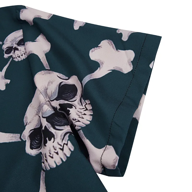 SKULL BUTTON DOWN ALOHA SHIRT