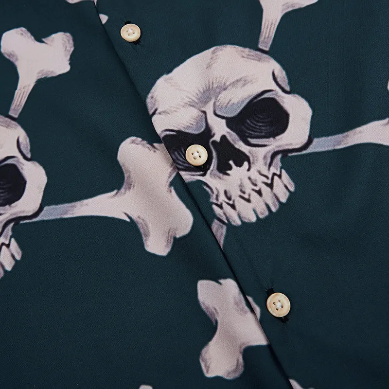 SKULL BUTTON DOWN ALOHA SHIRT