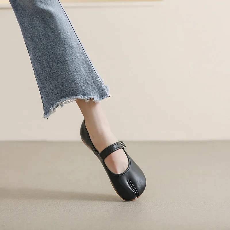 Split-Toe Flat Slip-Ons