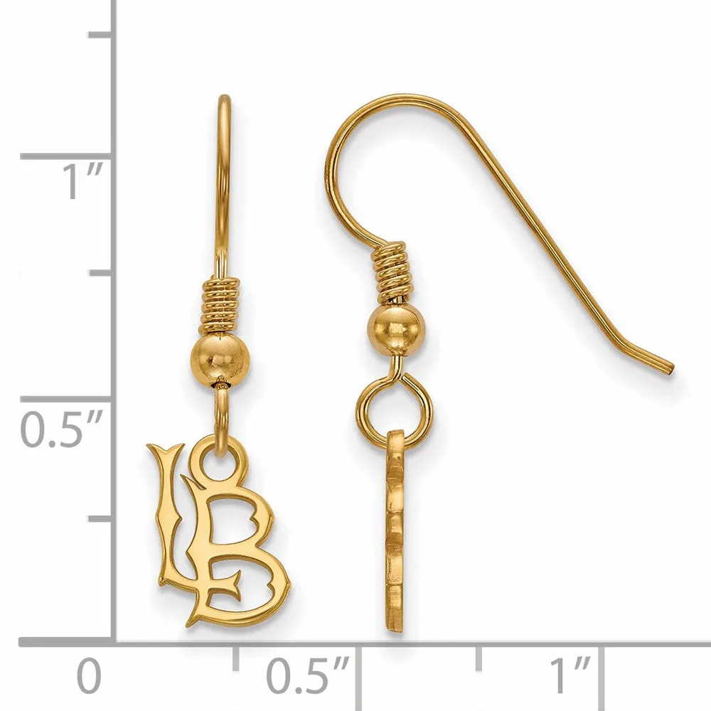 Sterling Silver Gold-plated California State University Long Beach L-B Extra Small Dangle Wire Earrings