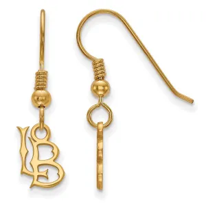 Sterling Silver Gold-plated California State University Long Beach L-B Extra Small Dangle Wire Earrings