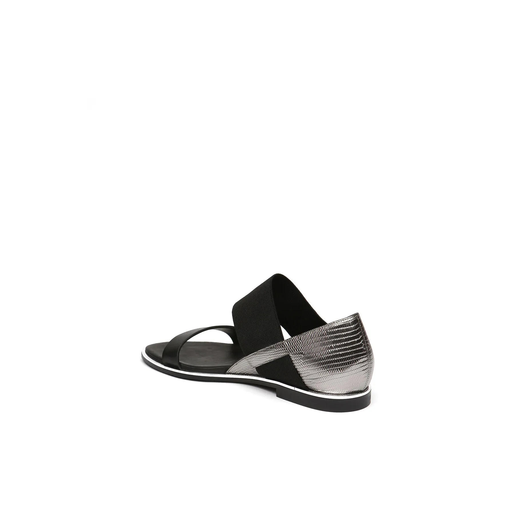 Strap-Detail Leather Sandal - Silver