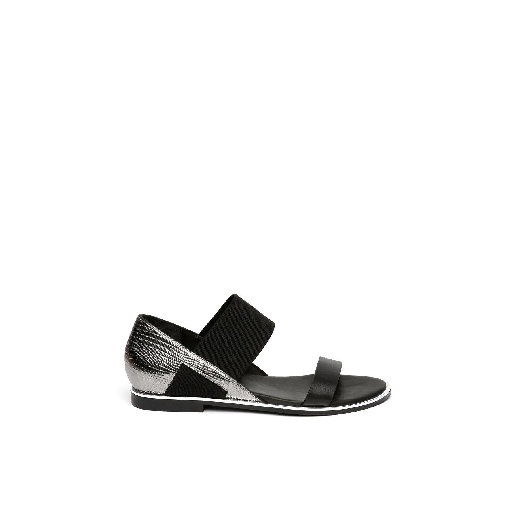 Strap-Detail Leather Sandal - Silver