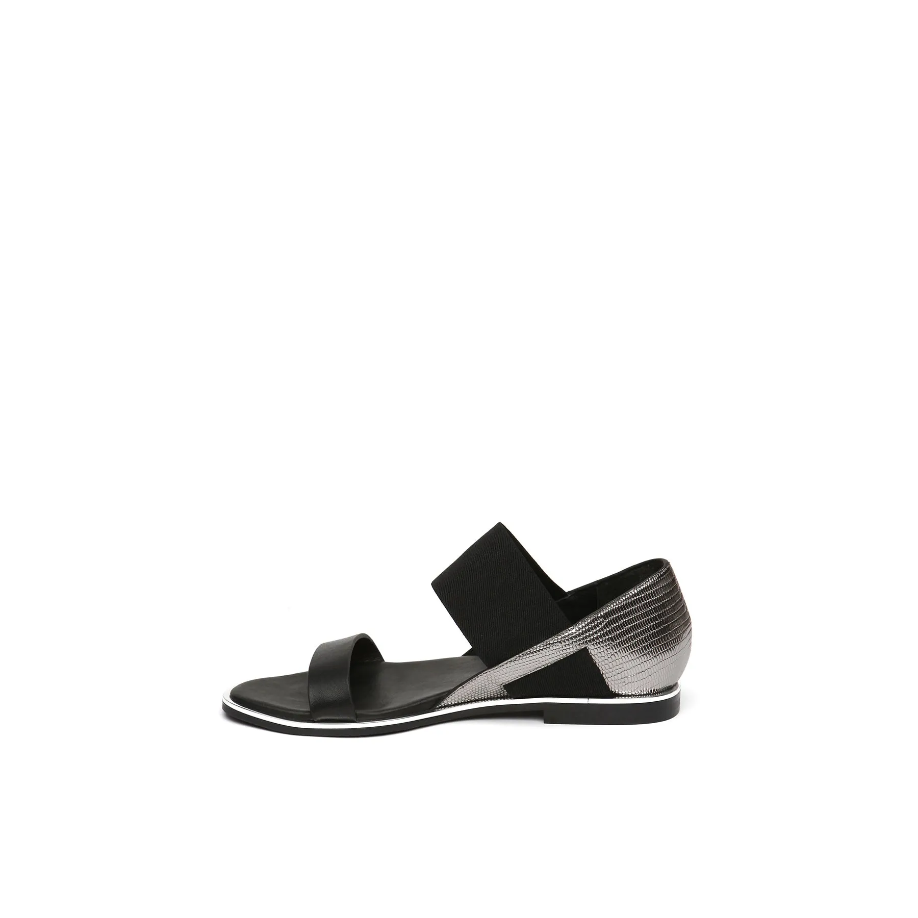 Strap-Detail Leather Sandal - Silver