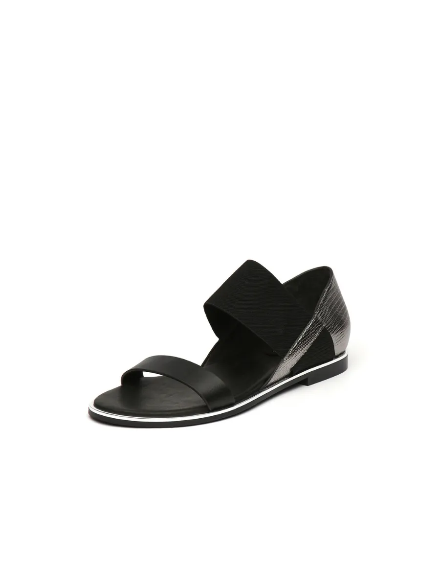 Strap-Detail Leather Sandal - Silver