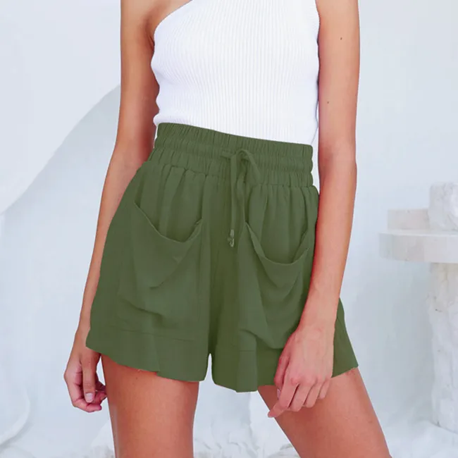 SwayEase High Waist Drawstring Pocketed Linen Shorts