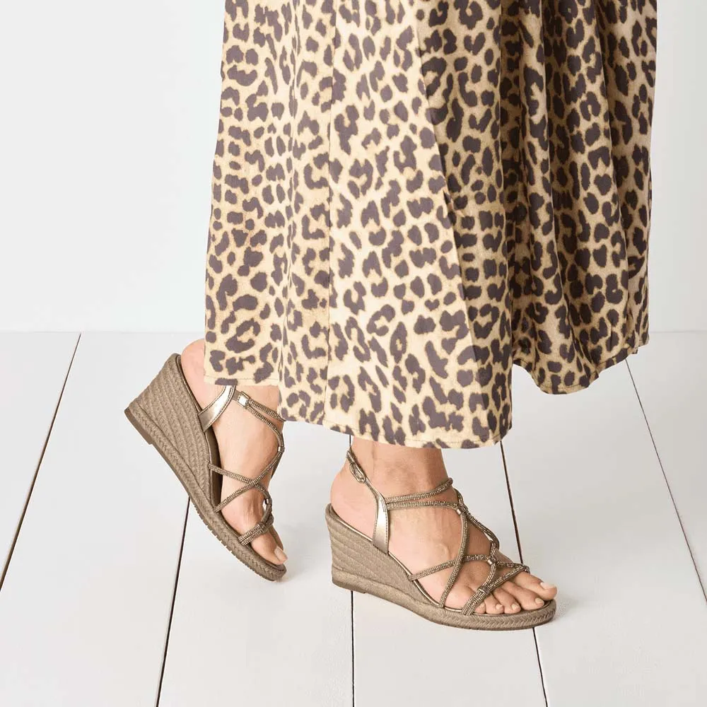 Tamaris Strappy Wedge Bronze