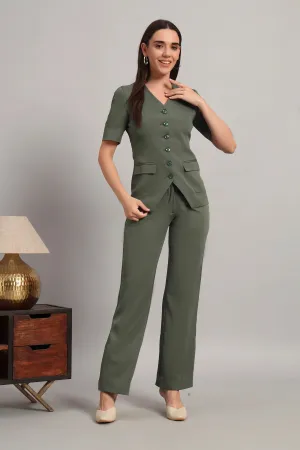 The Breezy Blazer Set, Olive Green