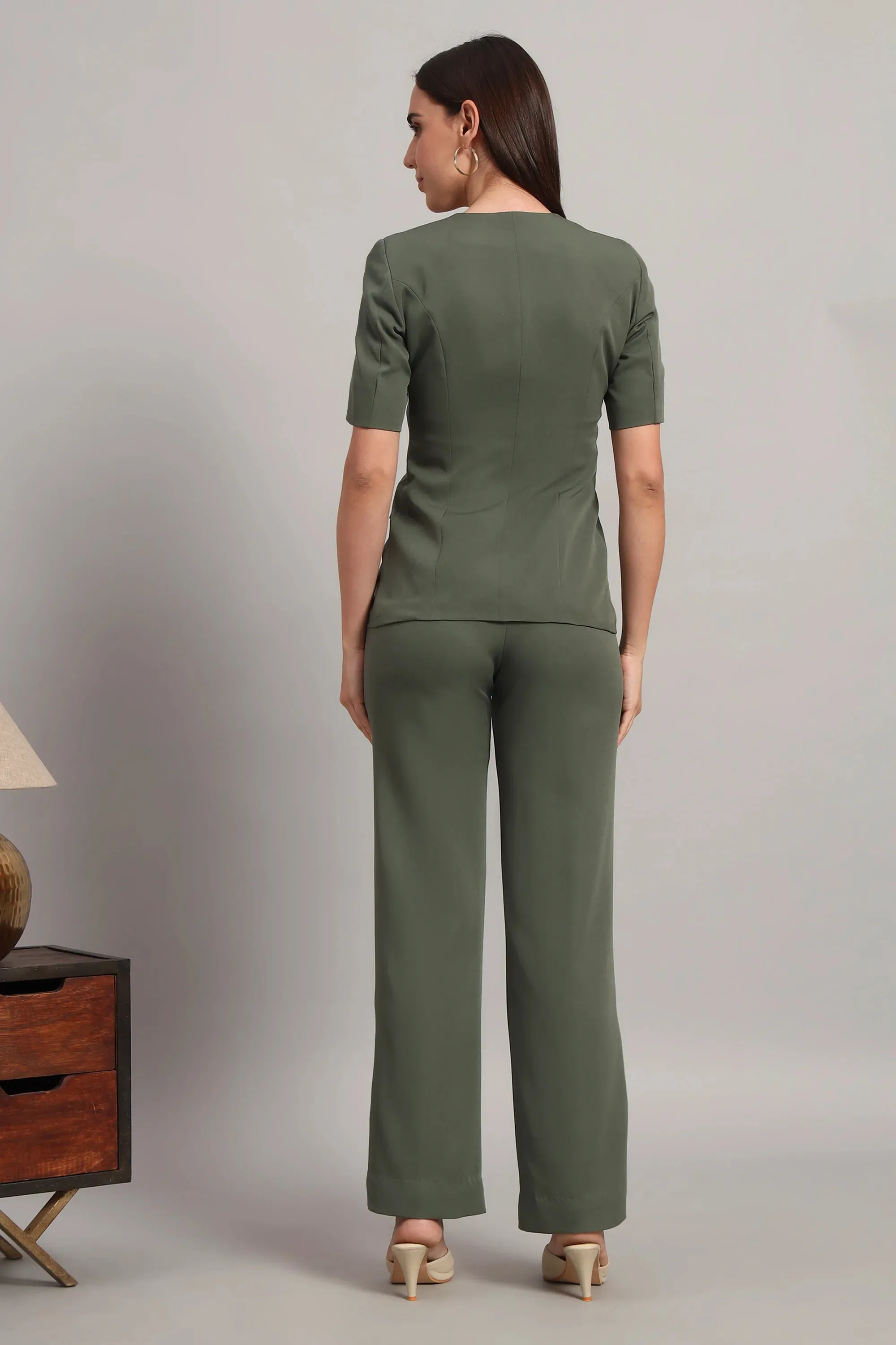 The Breezy Blazer Set, Olive Green