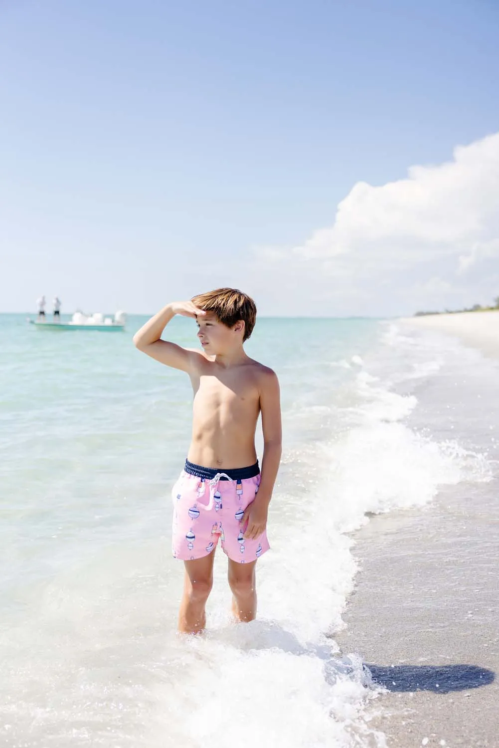 Tortola Swim Trunks - Winding Bay Buoy (Pink) with Nantucket Navy