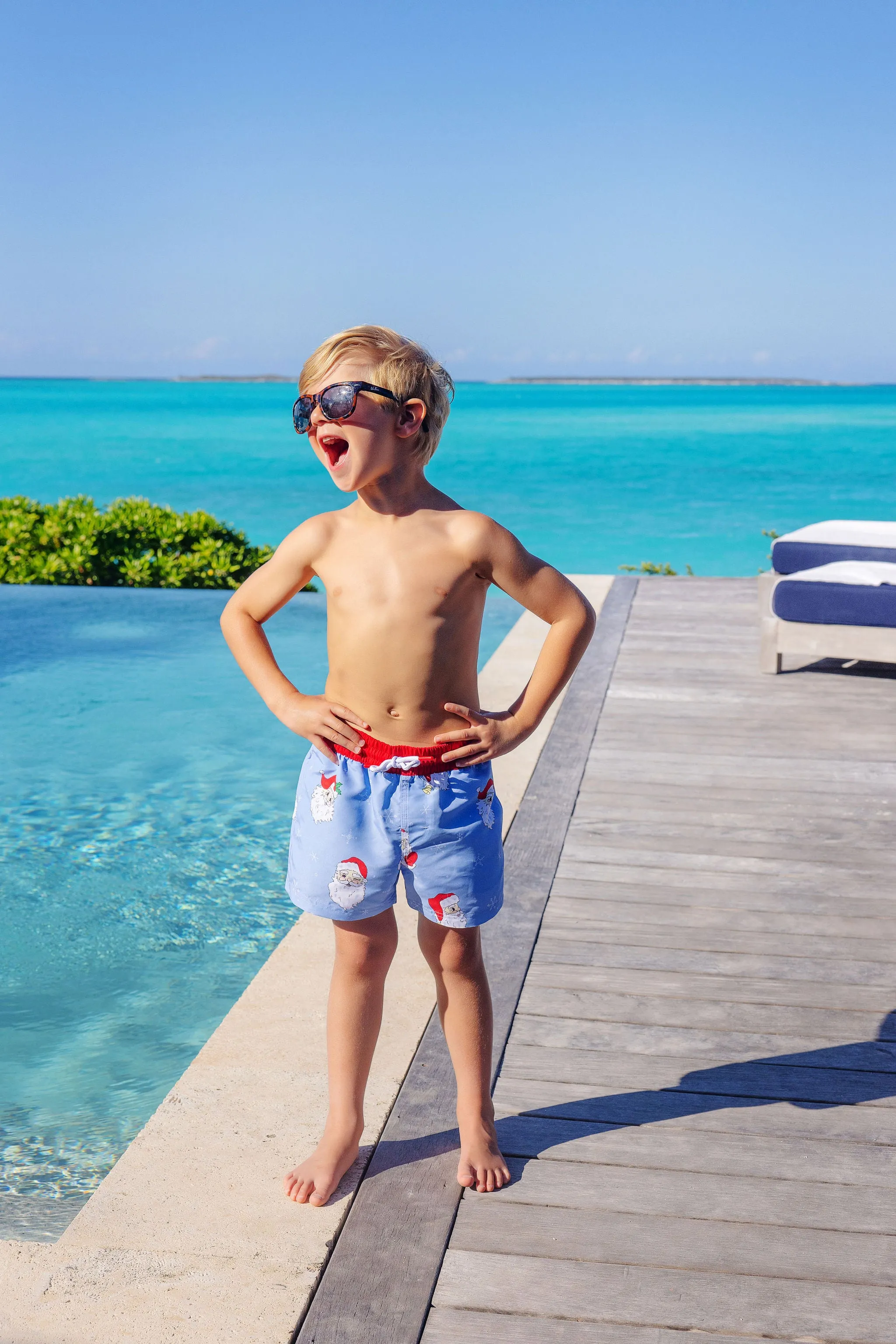 Tortola Trunks - Dear Santa (Beale Street Blue) with Richmond Red