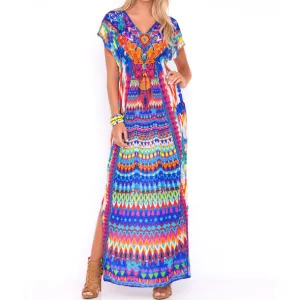 TRIBAL BEACH - Cap Sleeve Long Caftan