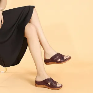 Triple Strap Criss Cross Slip on Sandals