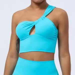 Trix One-Shoulder Ruched Cutout Cropped Workout Top