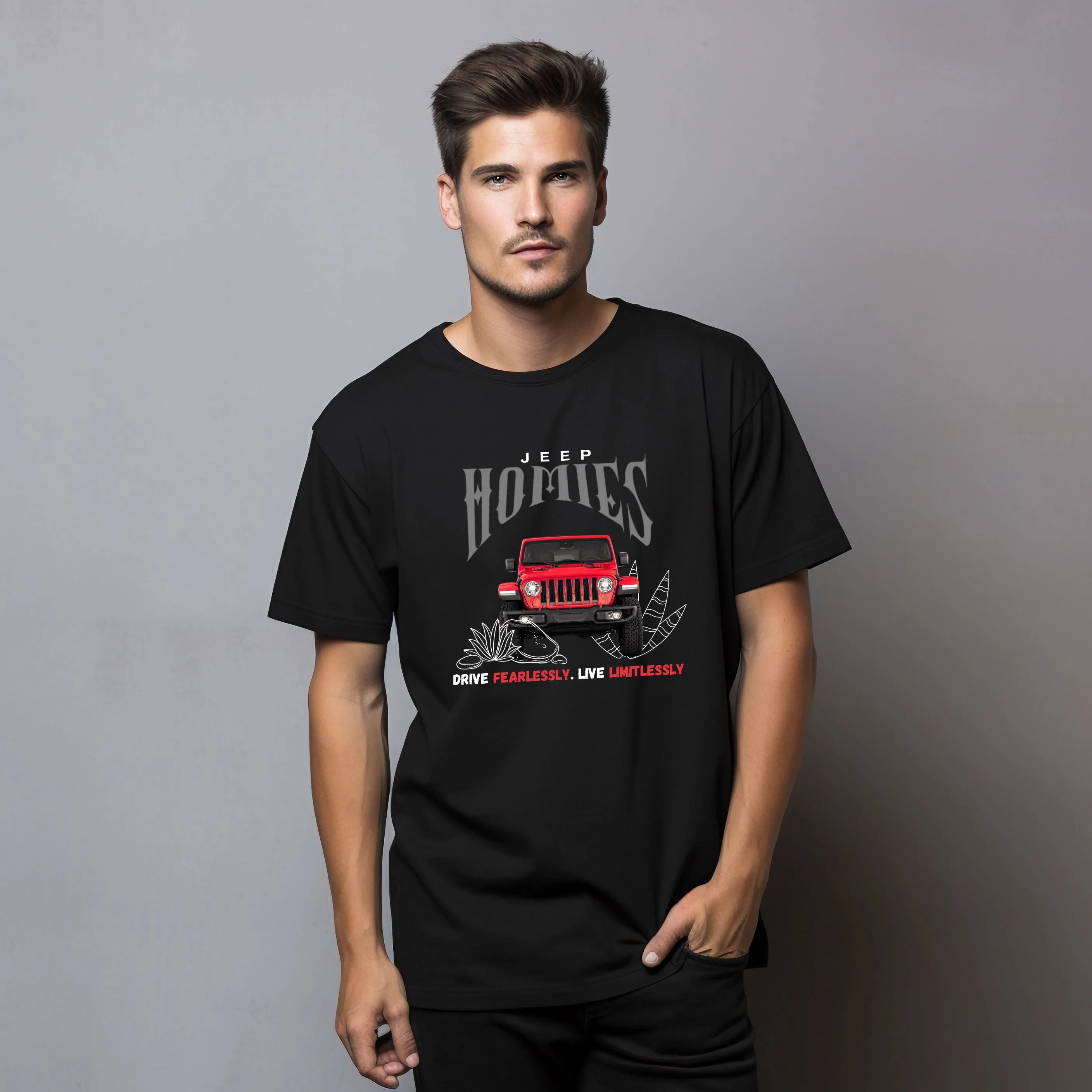 VOZUKO Custom 4x4 Jeep Homies Made-to-Order Gildan Graphic Tee