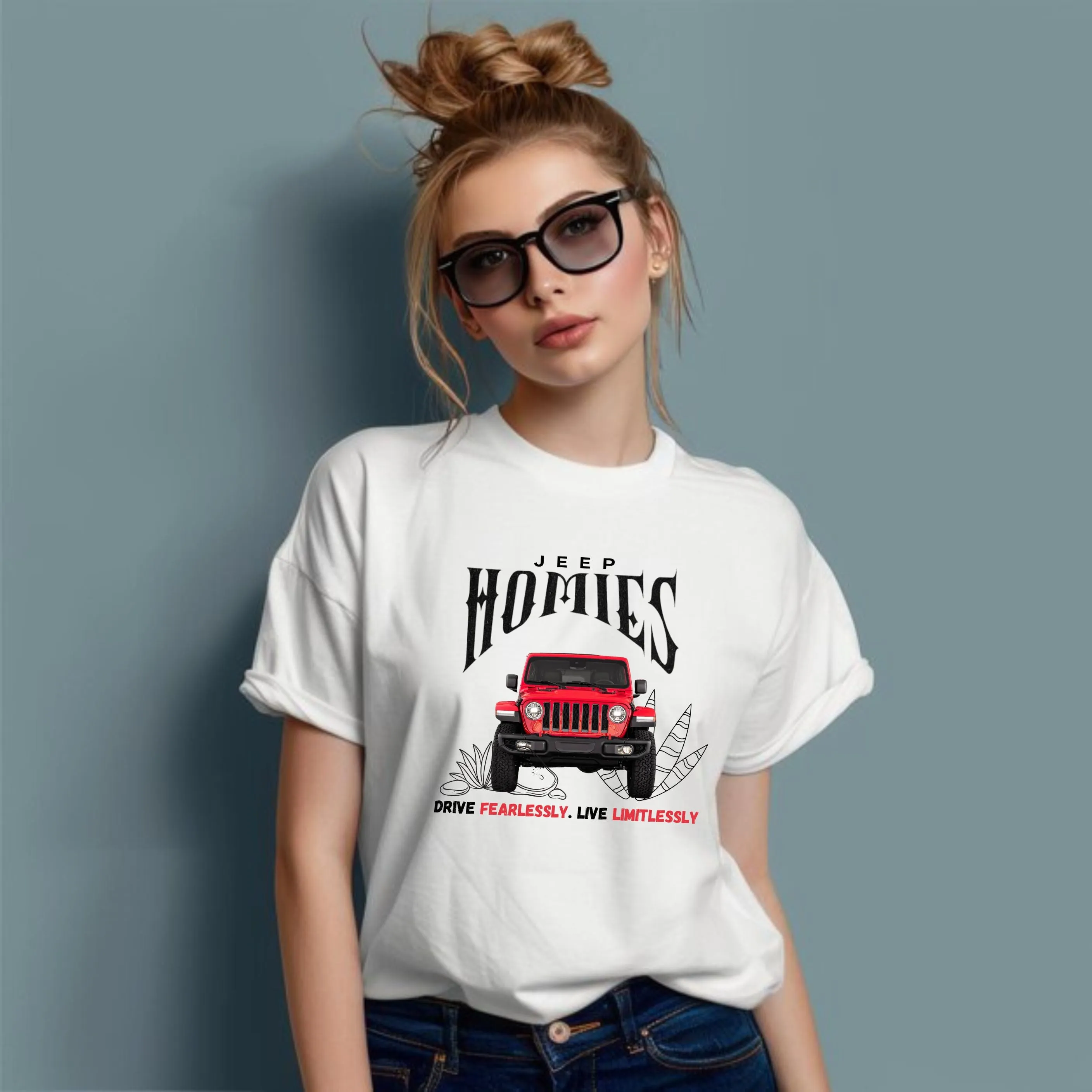 VOZUKO Custom 4x4 Jeep Homies Made-to-Order Gildan Graphic Tee