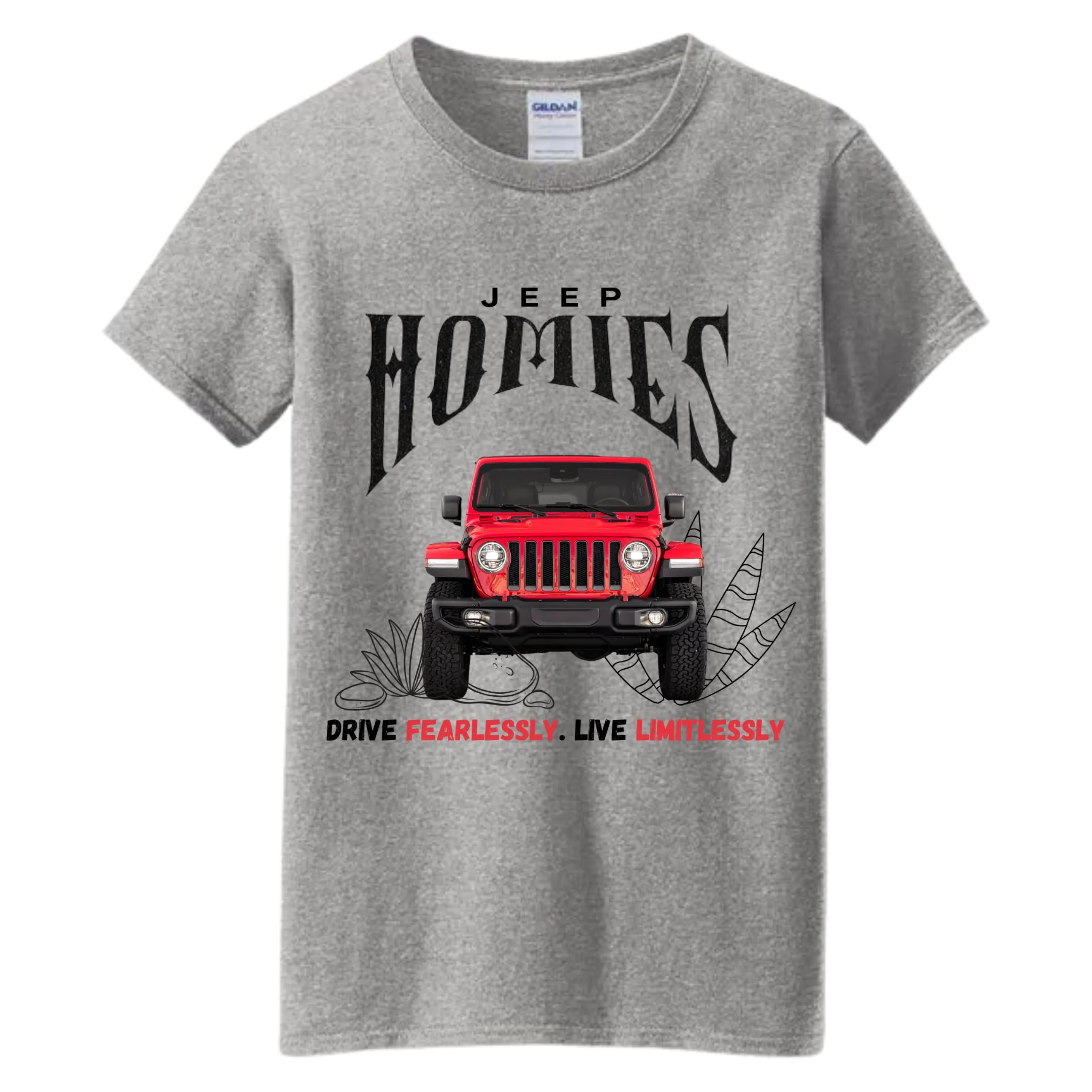 VOZUKO Custom 4x4 Jeep Homies Made-to-Order Gildan Graphic Tee
