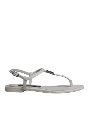 White Leather Logo Ankle Strap Sandals Shoes