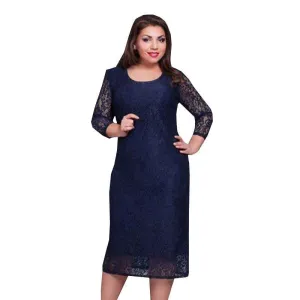 women club sheath patchwork three quarter regular sleeves natural multicolor line o-neck mid-calf dress